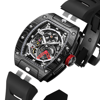 HANBORO衡寶羅超跑系列碳纖維多功能全自動機械手表鏤空夜光男表945-3