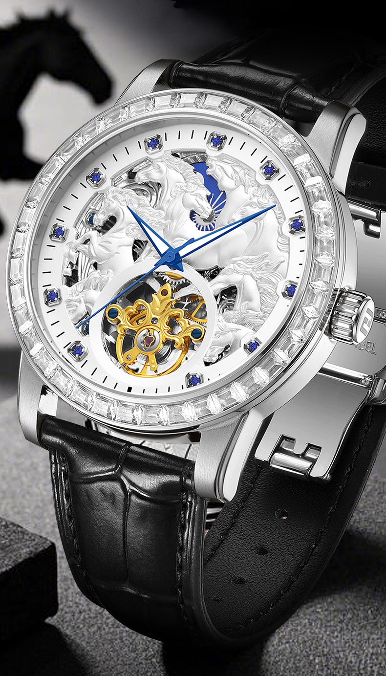 衡宝罗HANBORO男士镂空八骏马全自动机械手表防水皮带腕表006-2 - 我的网站