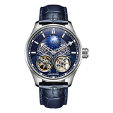 双陀飞轮防水镂空全自动机械表真钢皮带女男士军表88821