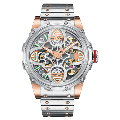 衡寶羅飛輪全自動機械表男潮學生黑科技防水鏤空正品鋼帶手表男8851-3