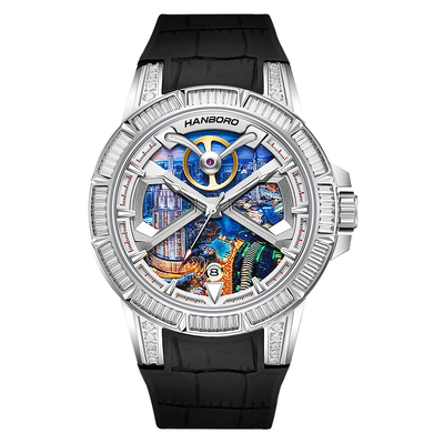 HANBORO Dubai series men's fully automatic mechanical watch with diamond inlay trend men's watch 841