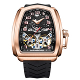 HANBORO衡宝罗SSR超跑系列双陀飞轮镂空全自动方形机械表防水夜光硅胶带男表985