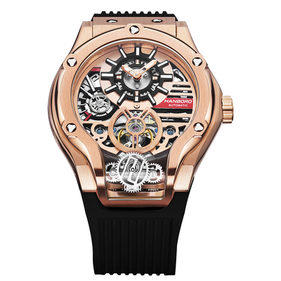 衡寶羅HANBORO全自動鏤空飛輪機械表男士手表品牌正品男表995