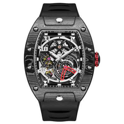 HANBORO Supercar Series Carbon Fiber Multifunctional Fully Automatic Mechanical Watch Hollow Out Luminous Men's Watch 945-3